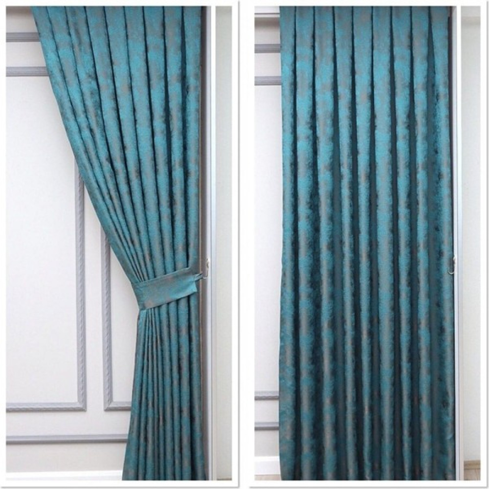 Perdestanbul Kendinden Desenli Pano Fon Perde 1/3 Pileli Tek Kanat - 70 x 250 cm - Turkuaz Fon Perde Fiyatı