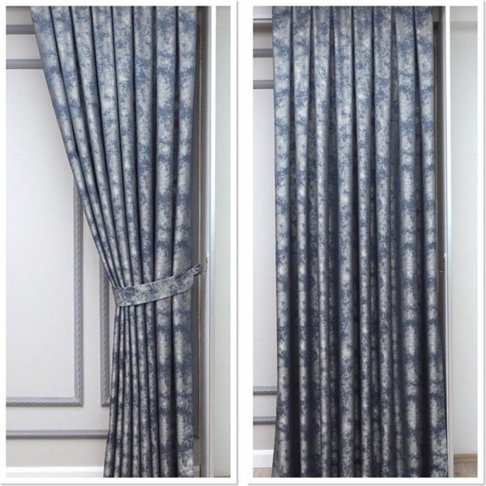 Perdestanbul Kendinden Desenli Pano Fon Perde 1/3 Pileli Tek Kanat Mavi - 100 x 260 cm Fon Perde Fiyatı