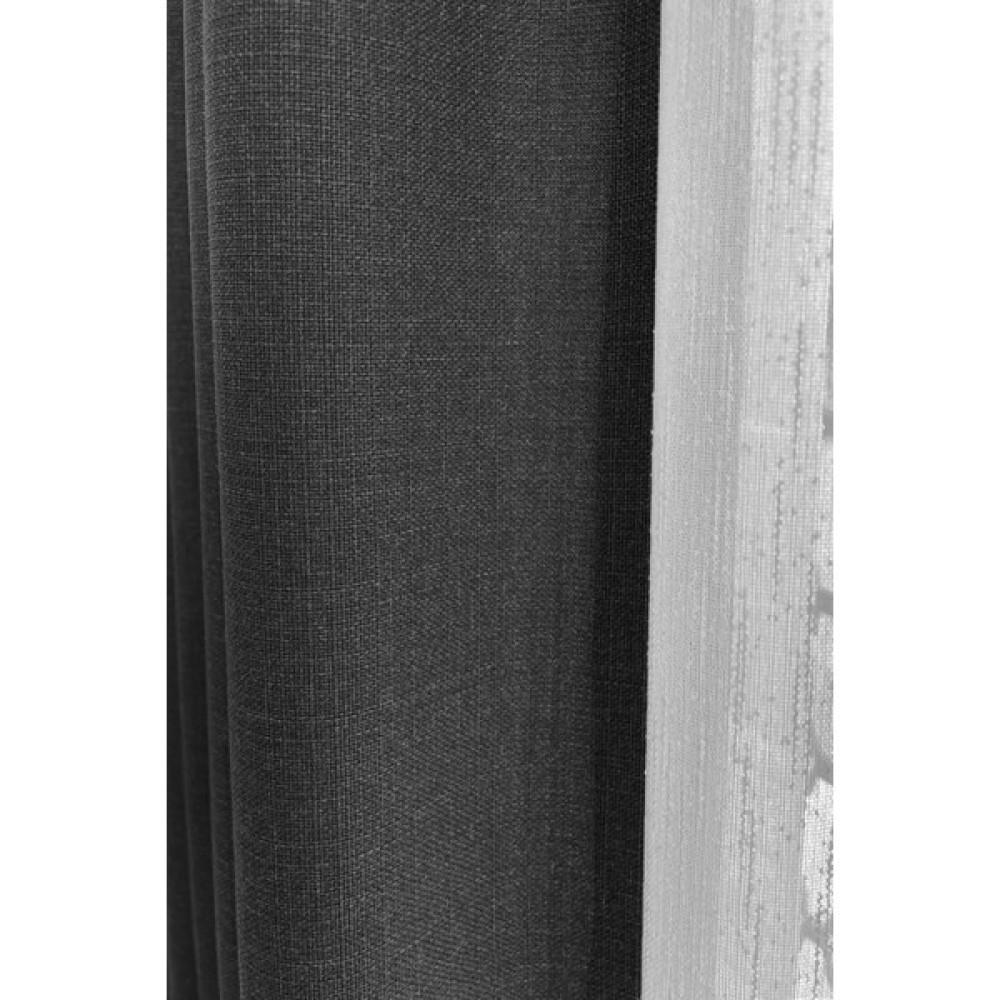 PERDESTANBUL Keten Fon Perde Pilesiz Ekstrafor Büzgülü Tek Kanat Antrasit Olimpus - 100 x 250 cm Fon Perde Fiyatı