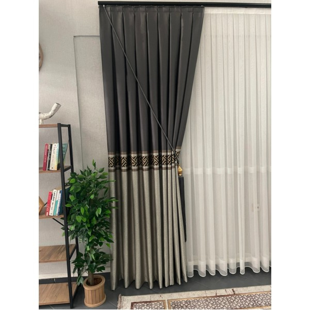 Perdestanbul Since 2022 Yeni Tulpar Pano Fon Perde 1/3 Pileli Kırışmaz Orta Çizgili Fon Perde - 70 x 240 cm - Gold Fon Perde Fiyatı