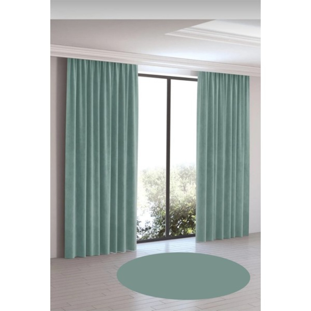 PerdeYap Ada Fon Perde Tek Kanat 1/3 Sık Pile 09-Mint Yeşili - 90 x 250 cm - Mint Yeşili Fon Perde Fiyatı