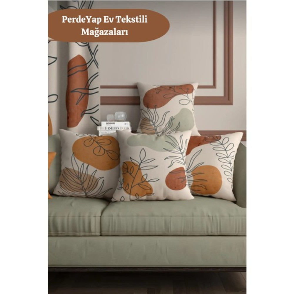 PerdeYap Hayali Gerçeküstü Çiçekler Desenli 4lü Dijital Baskılı Kırlent Kılıfı 017 - 43 x 43 cm - Krem Kırlent / Mobilya Yastığı Fiyatı