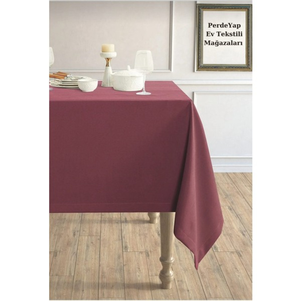 PerdeYap Kadife Dokulu Bordo Renk Masa Örtüsü 27-Bordo - 130 x 130 cm Masa Örtüsü Fiyatı