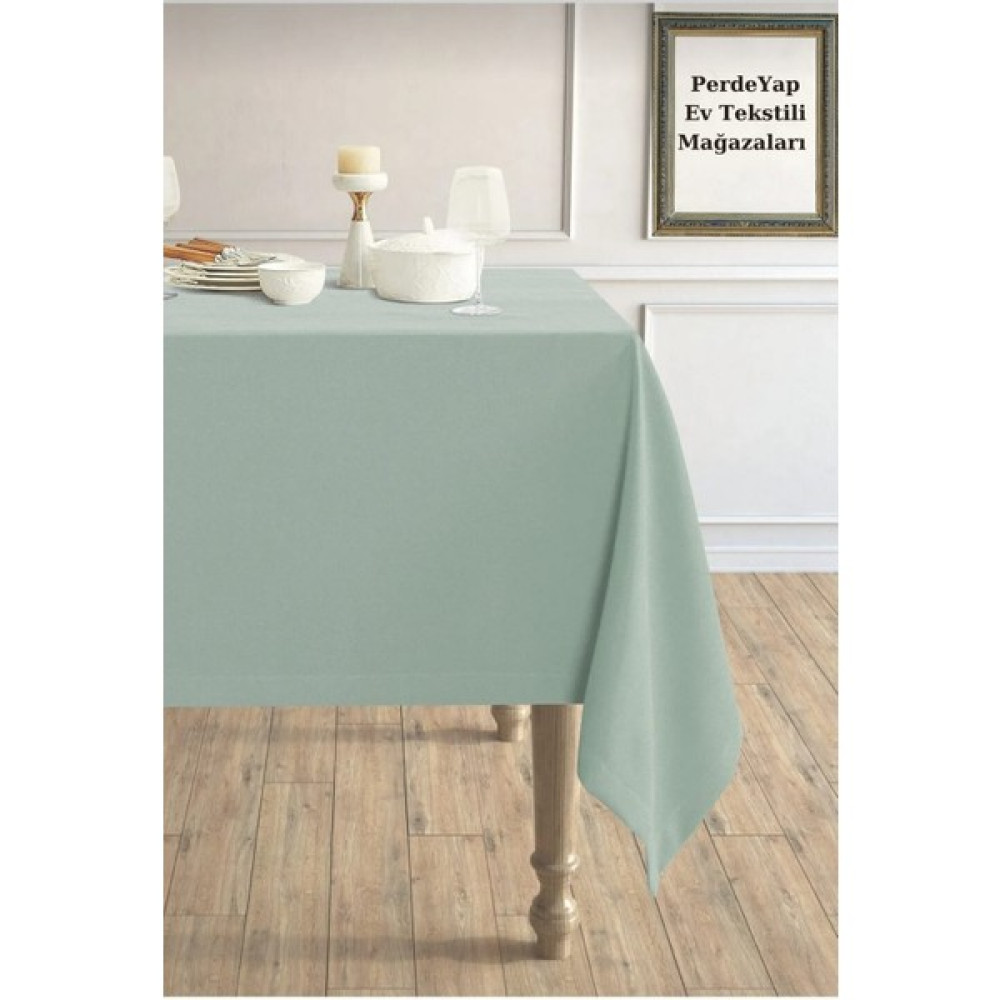 PerdeYap Kadife Dokulu Mint Yeşili Renk Masa Örtüsü 09-Mint Yeşili - 150 x 220 cm Masa Örtüsü Fiyatı
