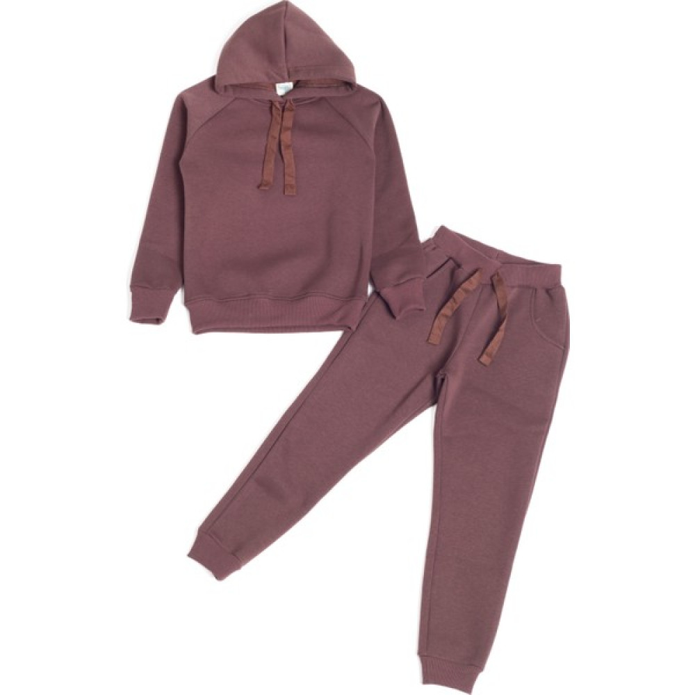 Perendi Reglan Kol Kapüşonlu İçi Polarlı Unisex Çocuk Takım Kahverengi Erkek Çocuk Giyim Takımı Fiyatı