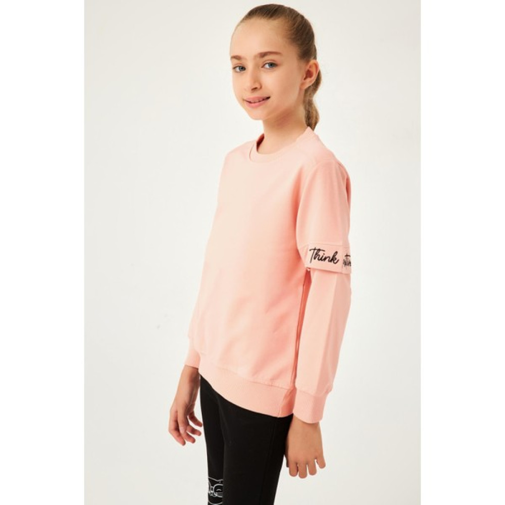 Perendi Think Positive Nakış Detaylı Kız Çocuk Sweatshirt Yavruağzı Kız Çocuk Sweatshirt Fiyatı