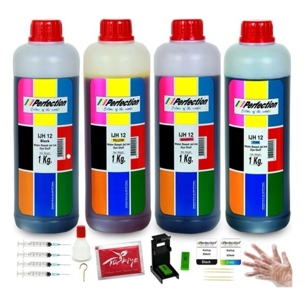 Perfection Hp 305 Siyah ve Renkli Kartuş Uyumlu Dolum Takımı 4 x 1 kg. - PRO Set - 4 Renk Kartuşlar Fiyatı