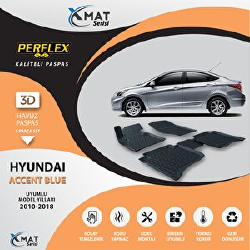 Perflex Paspas 3d Havuzlu X-mat Accent Blue 2010-2018 Araca Özel Paspaslar Fiyatı