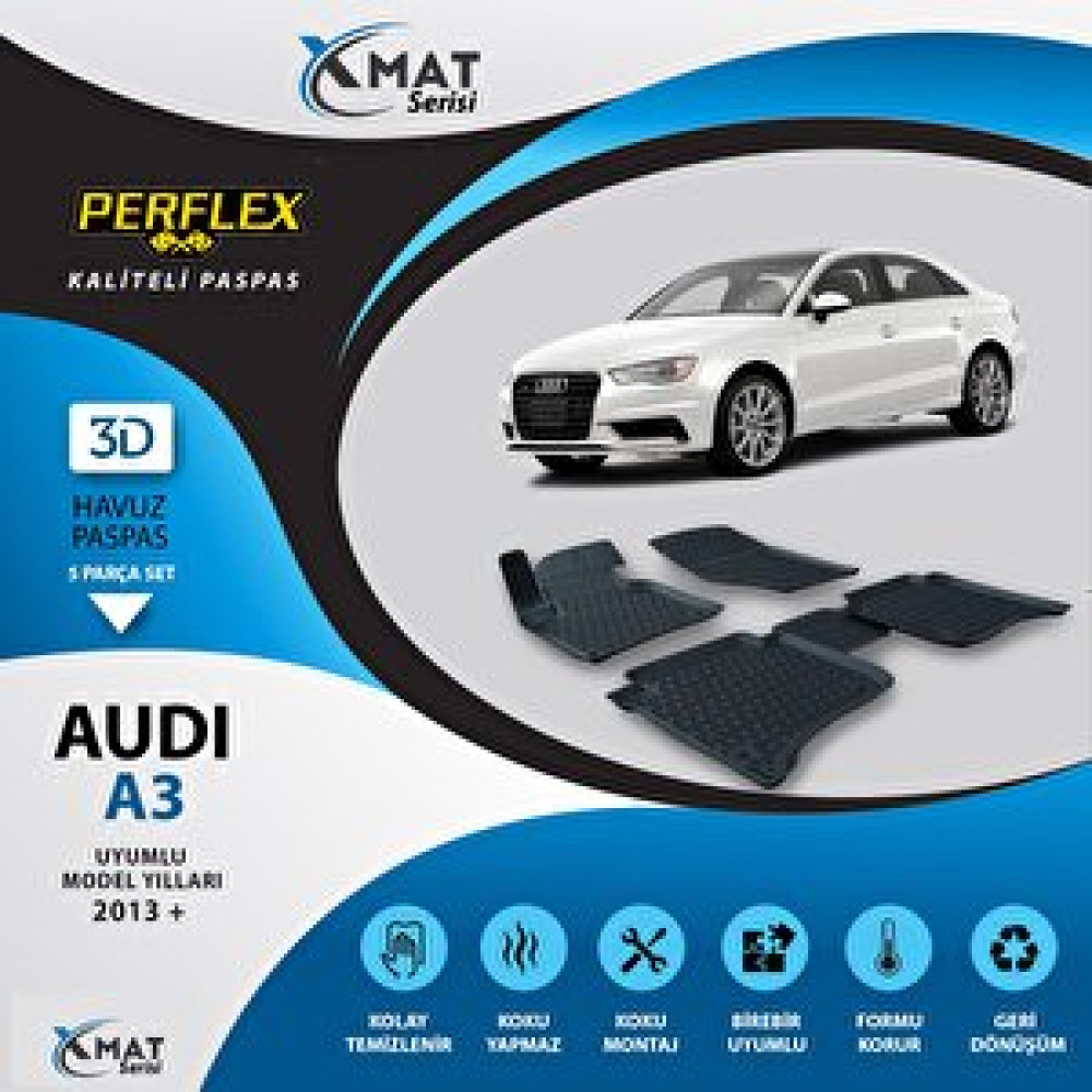 Perflex Paspas 3d Havuzlu X-mat Audı A3 2013+ Araca Özel Paspaslar Fiyatı