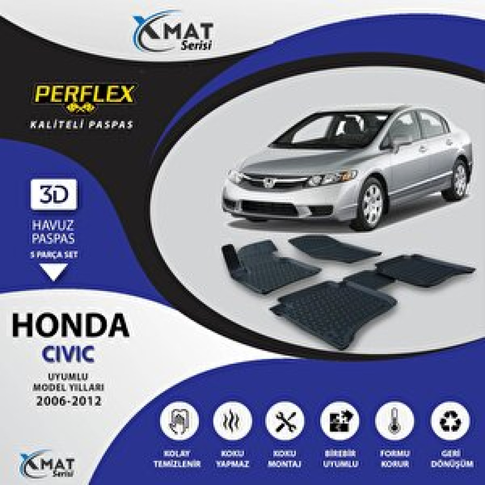 Perflex Paspas 3d Havuzlu X-mat Cıvıc 2006-2012 Araca Özel Paspaslar Fiyatı