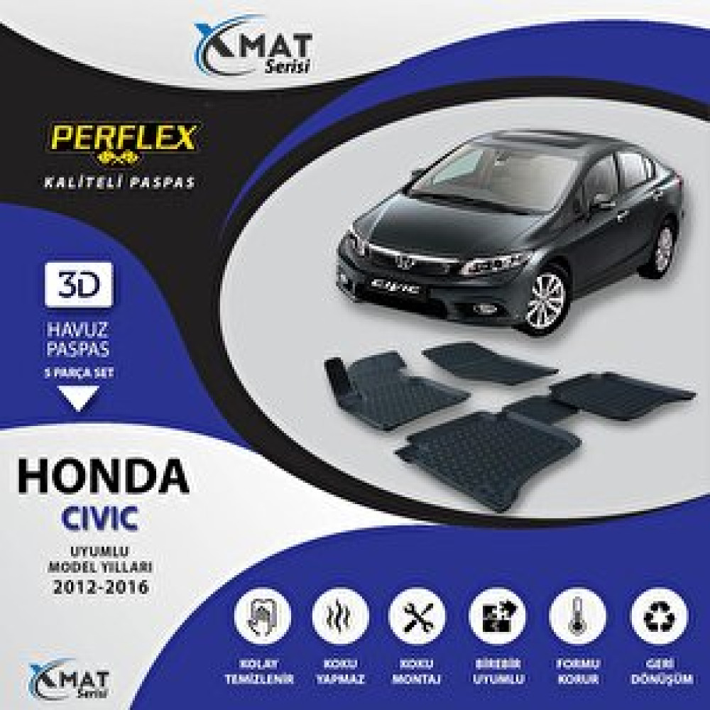 Perflex Paspas 3d Havuzlu X-mat Cıvıc 2012-2016 Araca Özel Paspaslar Fiyatı