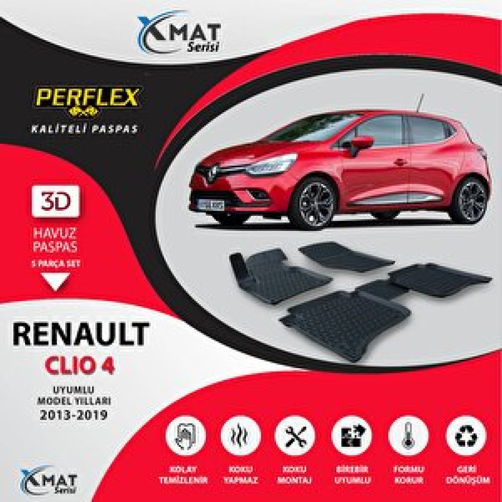 Perflex Paspas 3d Havuzlu X-mat Clıo 4 2013-2019 Araca Özel Paspaslar Fiyatı