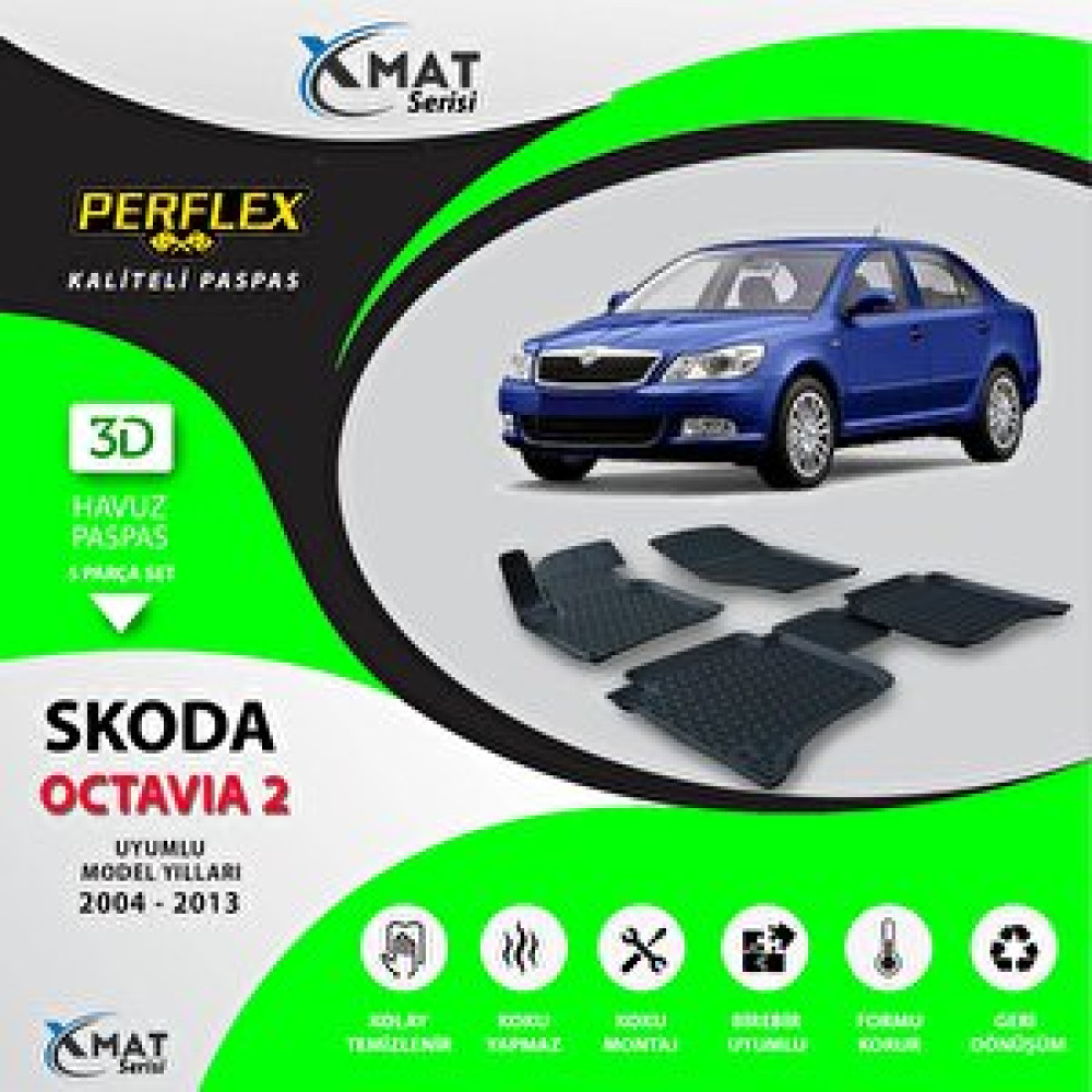 Perflex Paspas 3d Havuzlu X-mat Octavıa Iı 2004-2013 Araca Özel Paspaslar Fiyatı