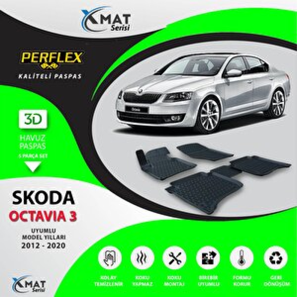 Perflex Paspas 3d Havuzlu X-mat Octavıa Iıı 2012-2020 Araca Özel Paspaslar Fiyatı