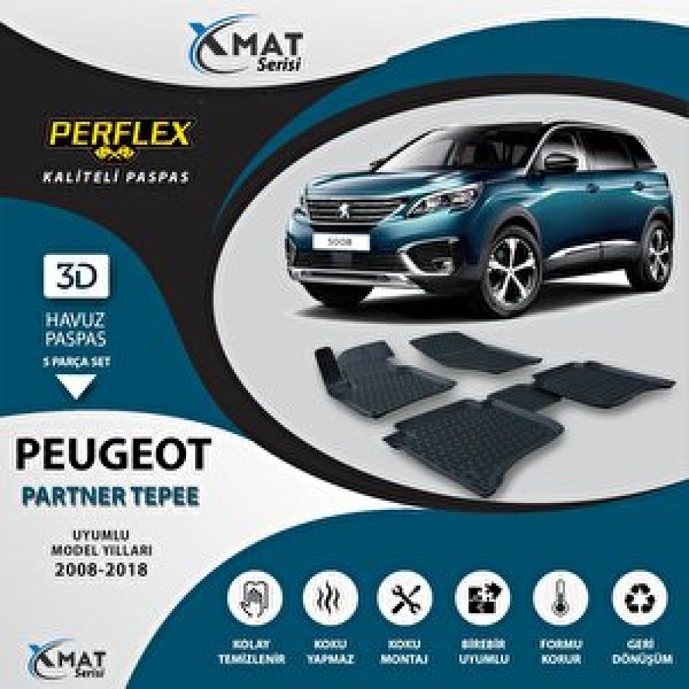 Perflex Paspas 3d Havuzlu X-mat Partner Tepee 90hp 2008-2018 Araca Özel Paspaslar Fiyatı