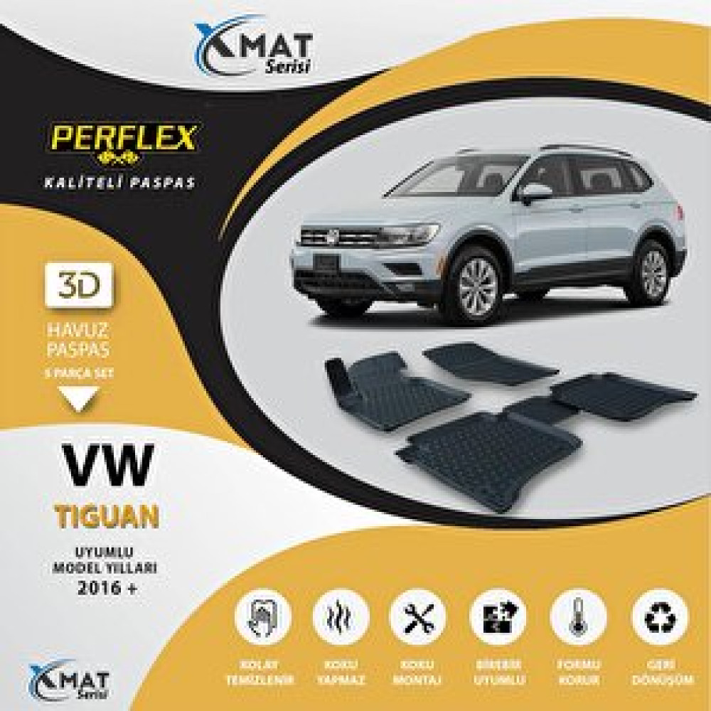 Perflex Paspas 3d Havuzlu X-mat Tıguan 2016+ Araca Özel Paspaslar Fiyatı