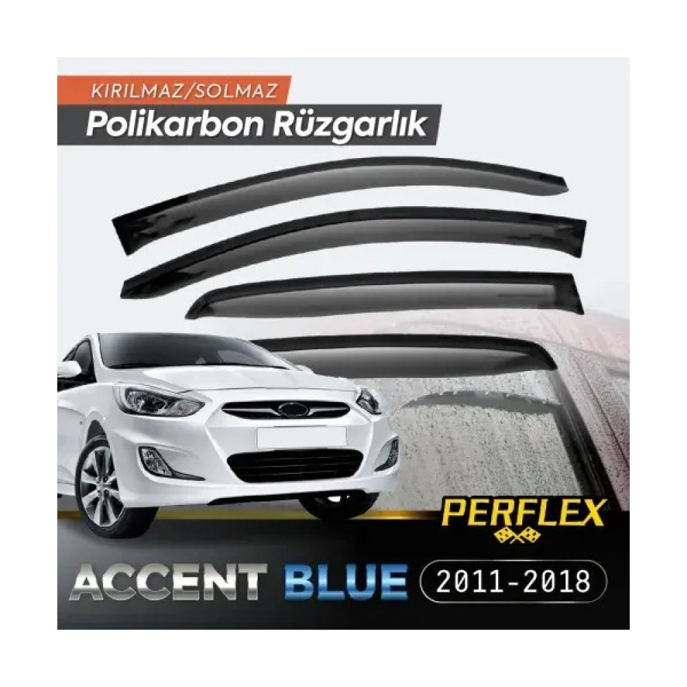 Perflex Polikarbon Kırılmaz Rüzgarlık V2 Mugen Hyundai Accent Blue 2011-2018 Oto Rüzgarlıkları Fiyatı