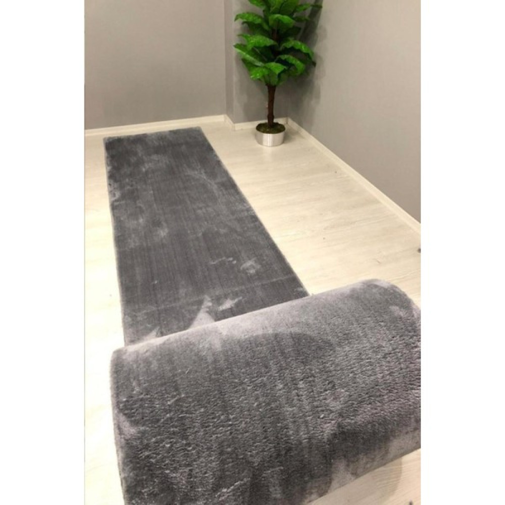 Perhal Antrasit Pofuduk Peluş Sarar Yıkanabilir Kaymaz Taban Halı Yolluk - 80 x 150 cm Salon Halısı Fiyatı