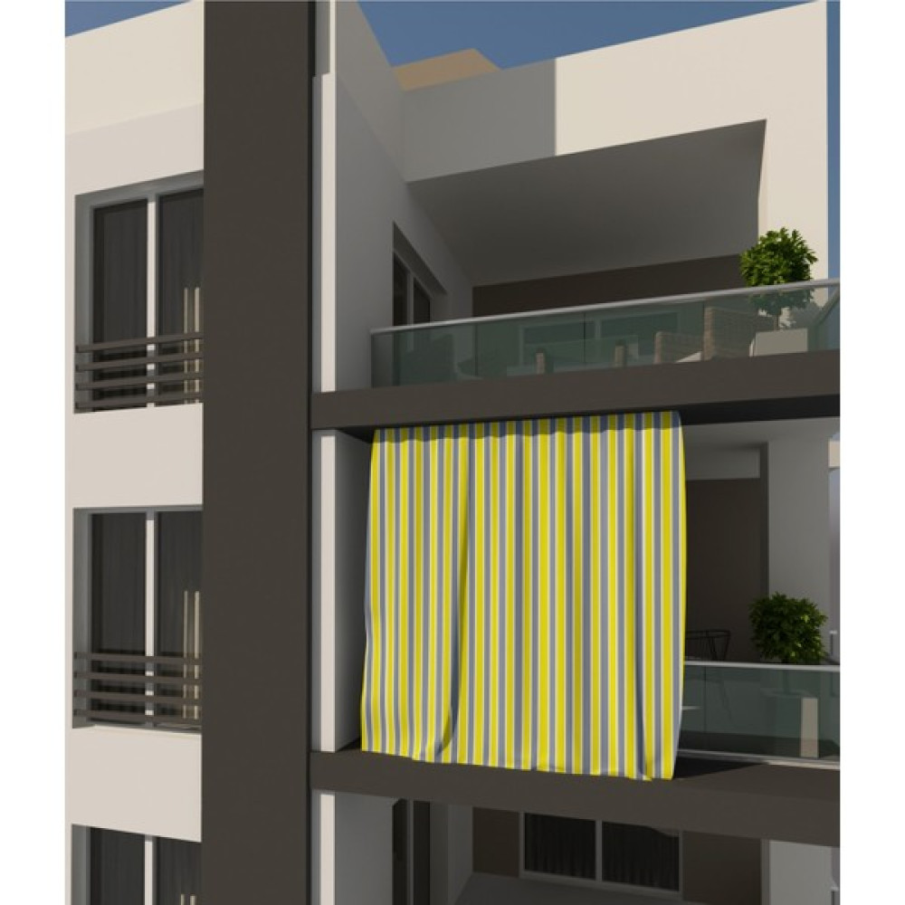 Perhal Sarı Gri Çizgili 150X200 cm Balkon Perdesi, Balkon Çadır Brandası, Balkon Güneşlik - 150 x 200 cm - Sarı - Gri Güneşlik Fiyatı