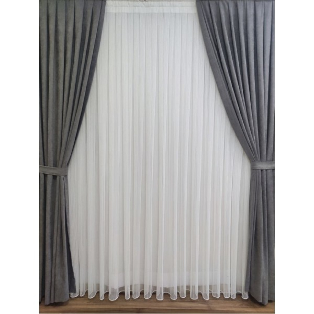 Perhal Tül Perde Fon Perde Güneşlik Takım Perde, 1-3 Sık Pile Tül Güneşlik Fon Hepsi Bir Arada Takım - 300 x 250 cm - Beyaz Tül Perde Fiyatı