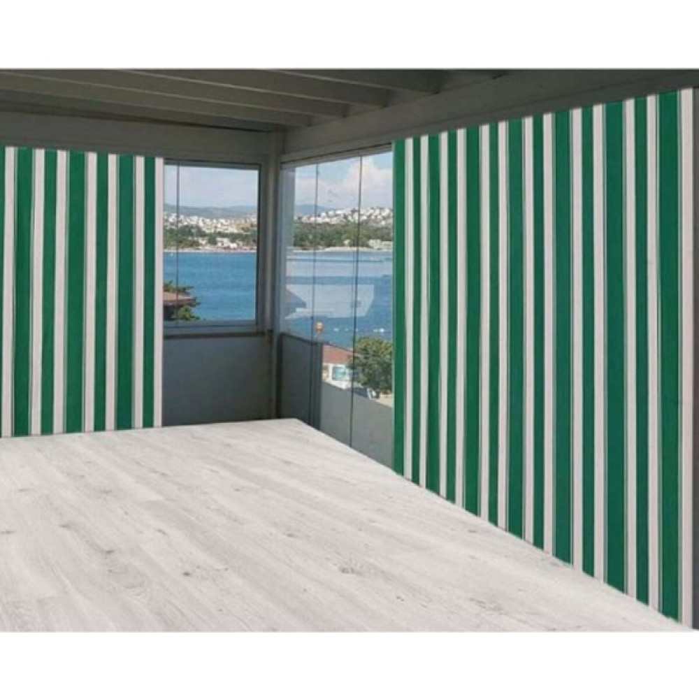 Perhal Yeşil Beyaz Çizgili 150X200 cm Balkon Perdesi, Balkon Çadır Brandası, Balkon Güneşlik - 150 x 200 cm - Yeşil - Beyaz Güneşlik Fiyatı