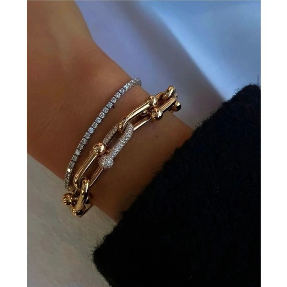 Peripech Adın Çelik Gold Mix Tifany Taşlı Bileklik Gold Silver Taşlı Tiffany Bileklik Altın, Takı & Aksesuar Fiyatı