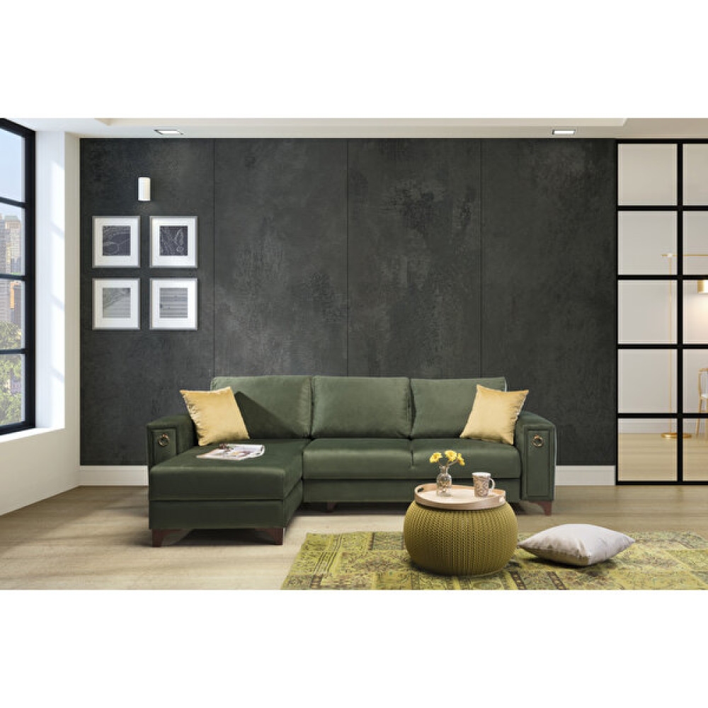 Perla Sofa Frida Yataklı Sandıklı Köşe Takımı Yeşil Kanepe & Çekyat Fiyatı
