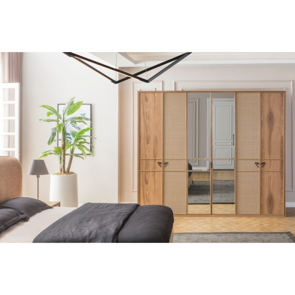 Perla Sofa Ilke 6 Kapılı Bazalı Yatak Odası Takımı - Açık Ceviz Kanepe & Çekyat Fiyatı