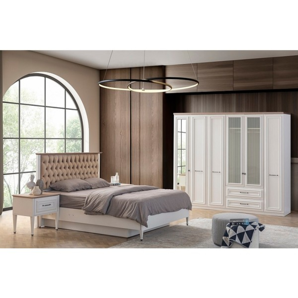 Perla Sofa Istanbul 6 Kapılı Bazalı Yatak Odası Takımı - Beyaz Yatak Odası Takımı / Seti Fiyatı