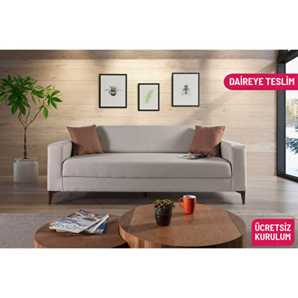 Perla Sofa Jersi Yataklı Sandıklı Kanepe Krem Kanepe & Çekyat Fiyatı