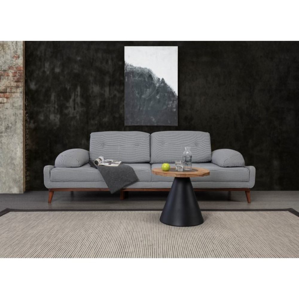 Perla Sofa Jest Üçlü Koltuk Keten Gri Kazayağı Kanepe & Çekyat Fiyatı