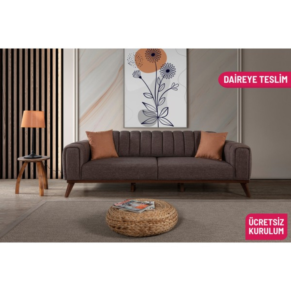Perla Sofa Lindel Yataklı Kanepe Keten Kahve Kanepe & Çekyat Fiyatı
