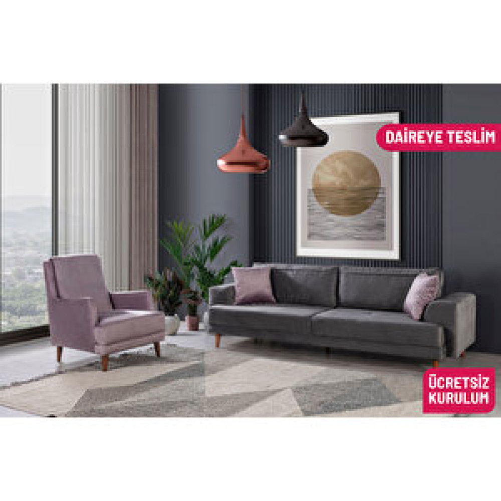Perla Sofa Nobi̇s Yatakli Koltuk Takimi Babyface Gri̇ Koltuk Takımı / Seti Fiyatı