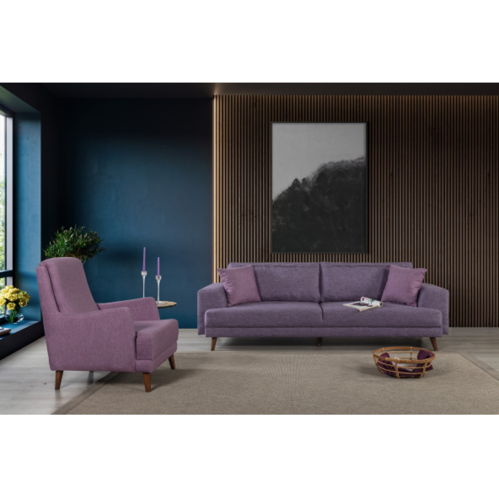 Perla Sofa Nobis Yatakli Koltuk Takimi Keten Mor Koltuk Takımı / Seti Fiyatı