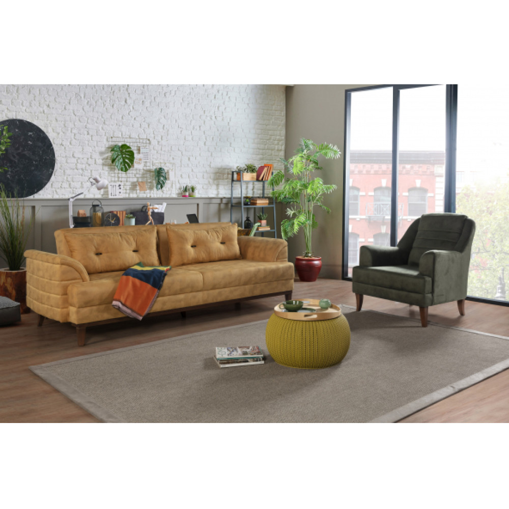 Perla Sofa Petra Koltuk Takimi Bora Hardal Yesil Koltuk Takımı / Seti Fiyatı