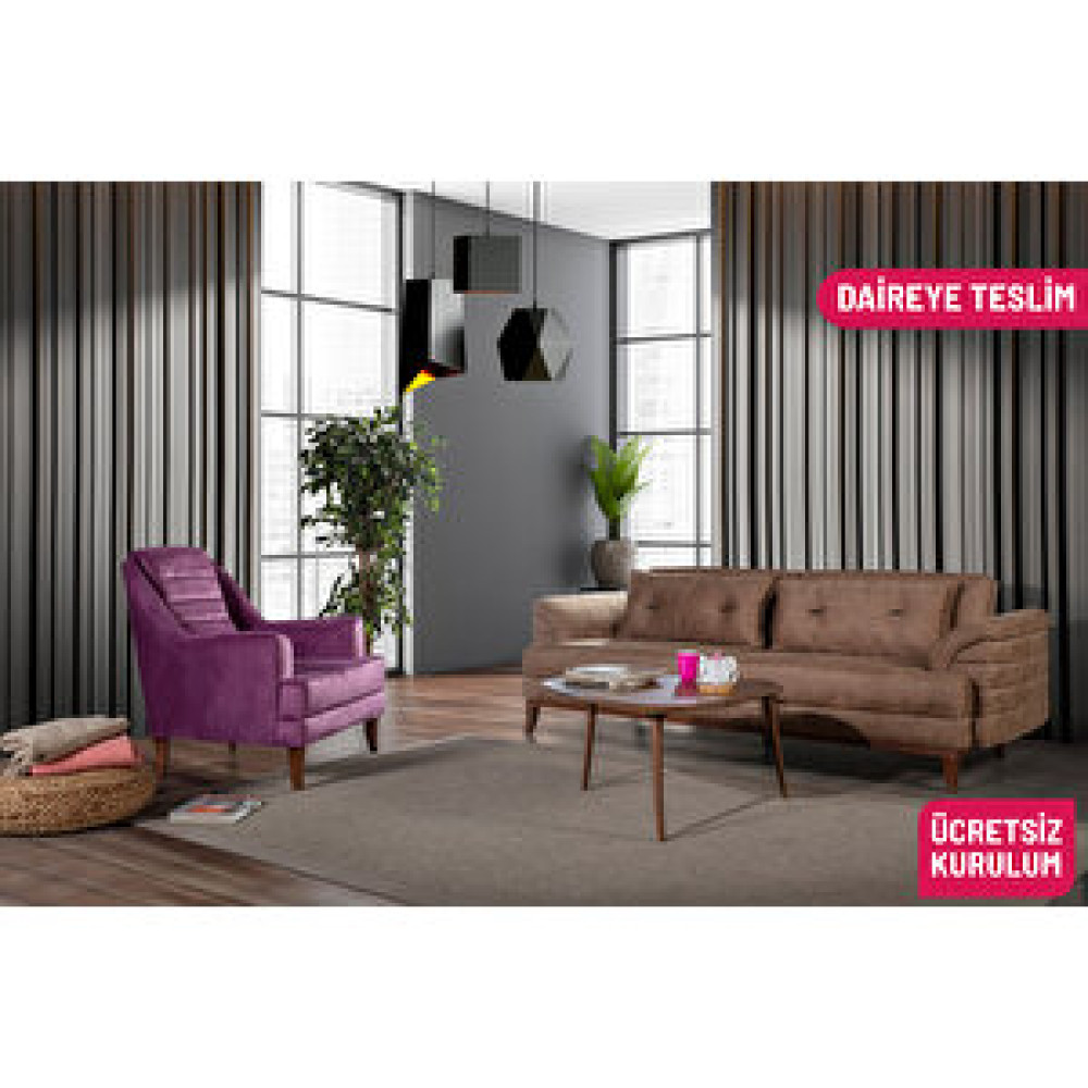 Perla Sofa Petra Yataklı Koltuk Takımı Bora Kahve Koltuk Takımı / Seti Fiyatı