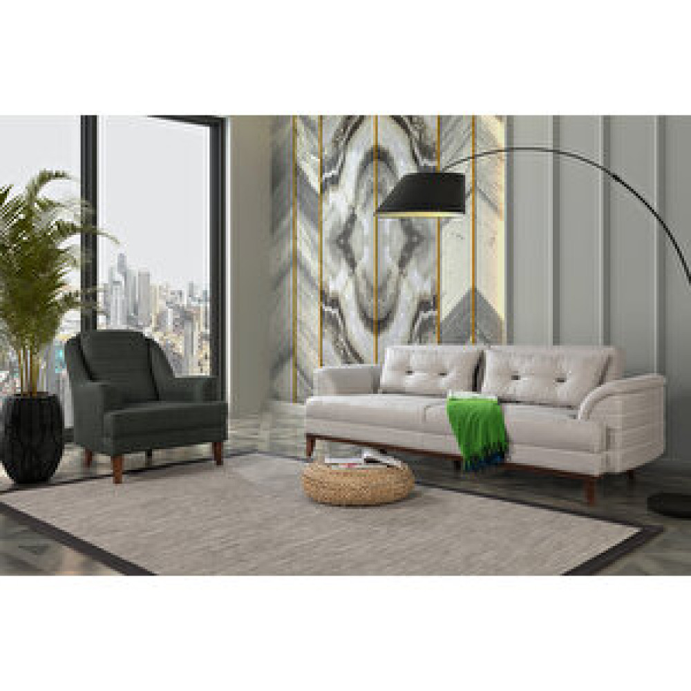 Perla Sofa Petra Yataklı Koltuk Takımı Keten Krem Koltuk Takımı / Seti Fiyatı
