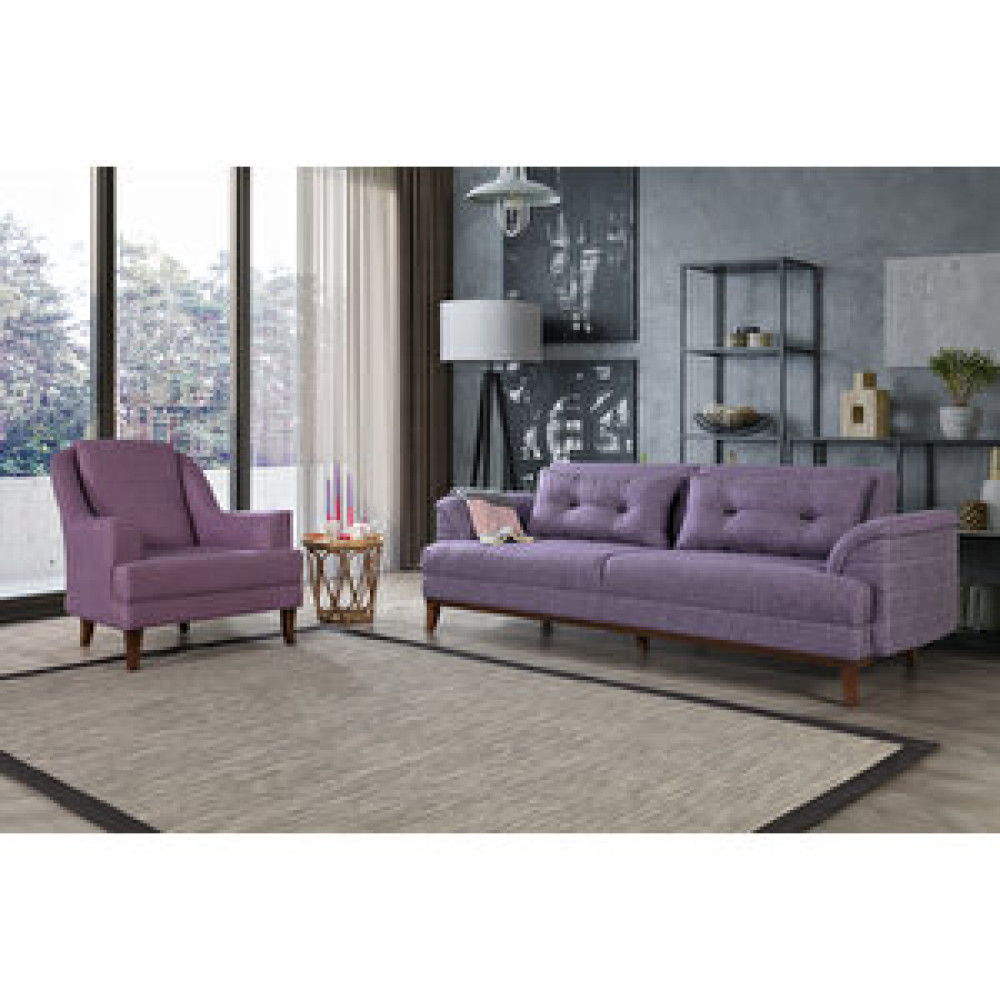 Perla Sofa Petra Yataklı Koltuk Takımı Keten Mor Koltuk Takımı / Seti Fiyatı