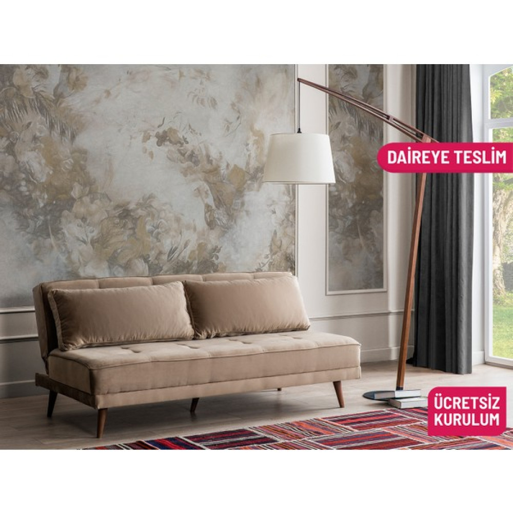 Perla Sofa Retro Yataklı Kolsuz Kanepe Vizon Kanepe & Çekyat Fiyatı