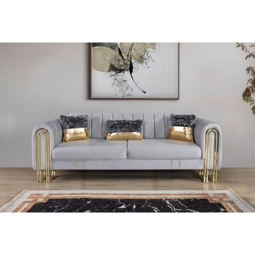 Perla Sofa Vales Yataklı Üçlü Koltuk Açık Gri Kanepe & Çekyat Fiyatı