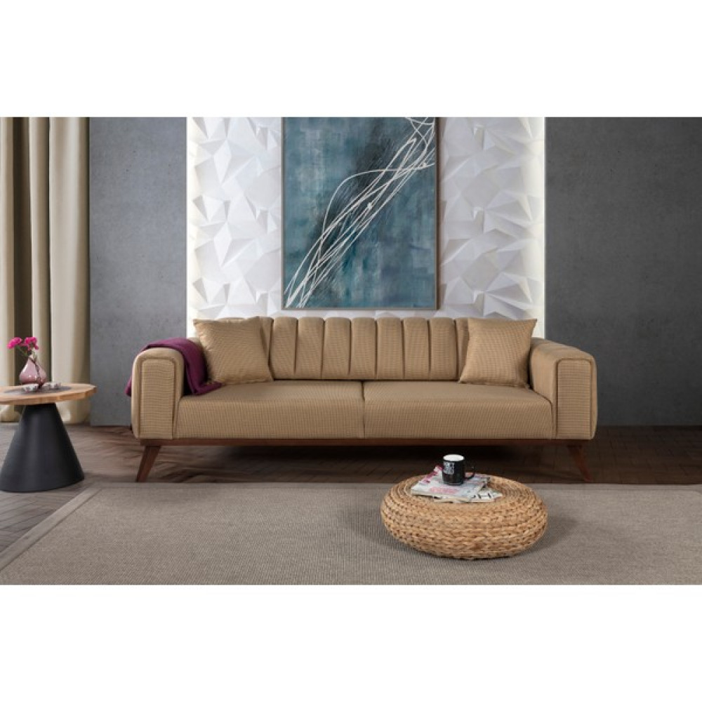 Perla Sofa Velar Yataklı Kanepe Keten Hardal Kazayağı Kanepe & Çekyat Fiyatı