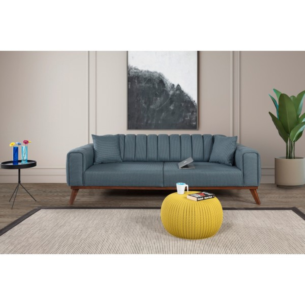Perla Sofa Velar Yataklı Kanepe Keten Mavi Kazayağı Kanepe & Çekyat Fiyatı