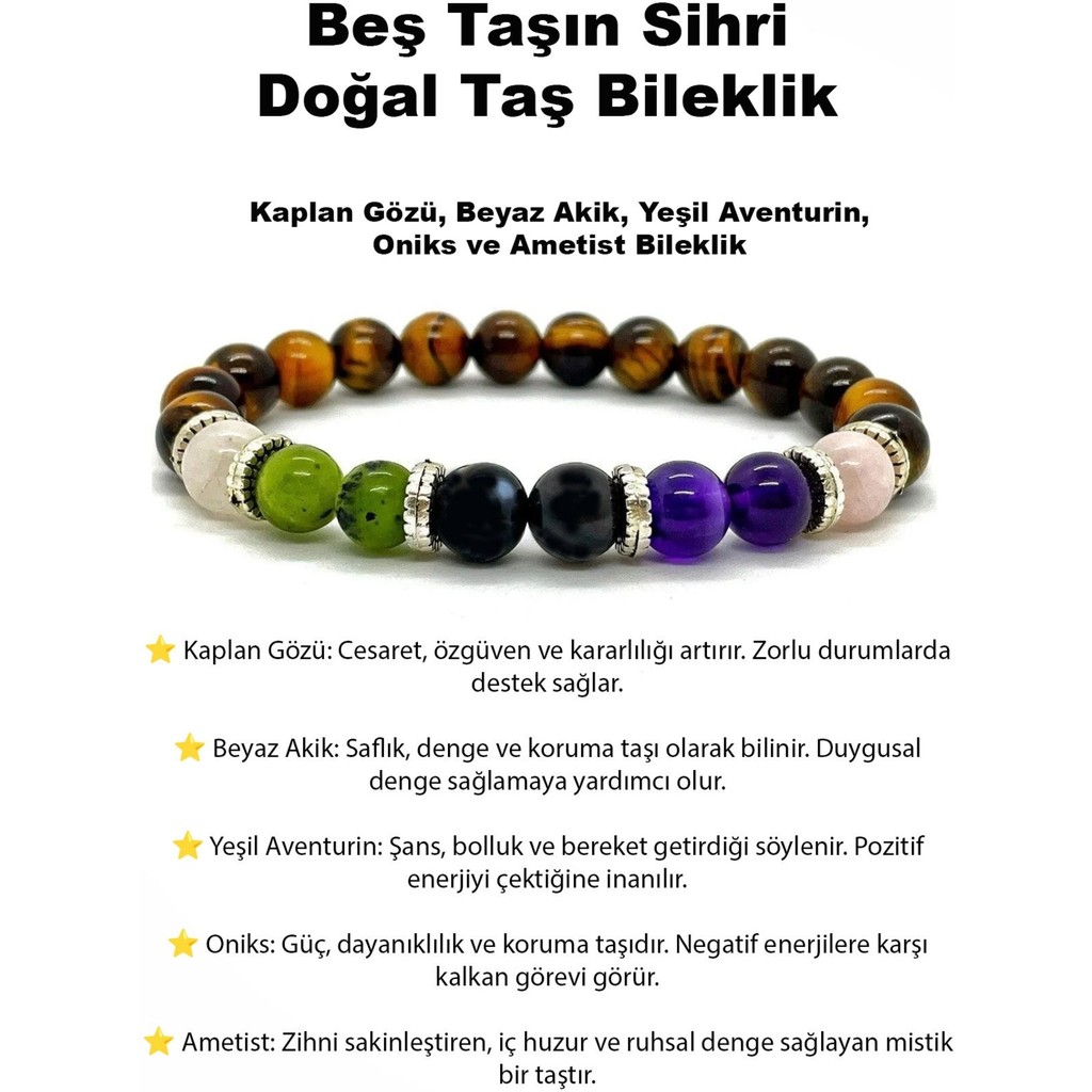 Perlavita Doğal Taş Shirli 5 Taş Bileklik Diğer Fiyatı