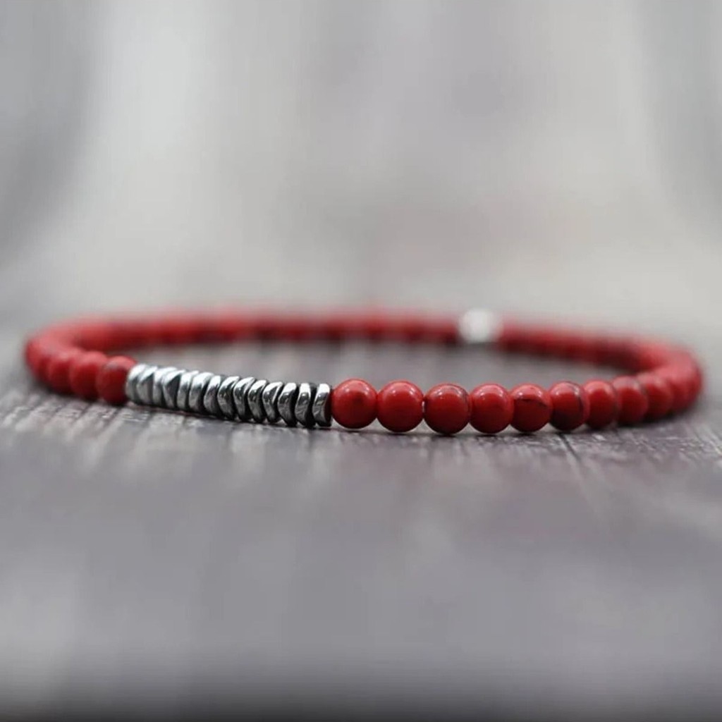 Perlavita Jasper Hematit Doğal Taş Bileklik - Şık ve Dayanıklı 4mm - 18 - 21 cm - Renkli Diğer Fiyatı