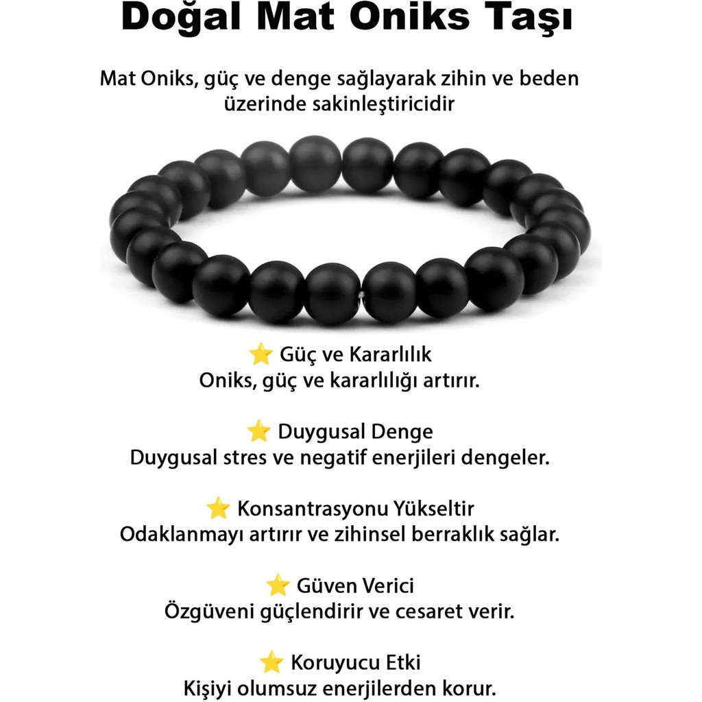Perlavita Mat Siyah Oniks Doğal Taş Bileklik Diğer Fiyatı