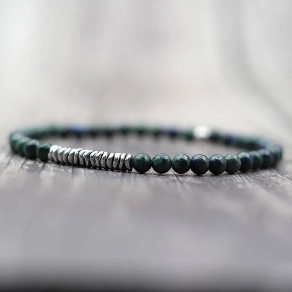 Perlavita Yeşil Akik Hematit Bileklik - Şık ve Minimalist Tasarım 4mm - 18 - 21 cm - Renkli Saat ve Bileklik Aksesuarı Fiyatı