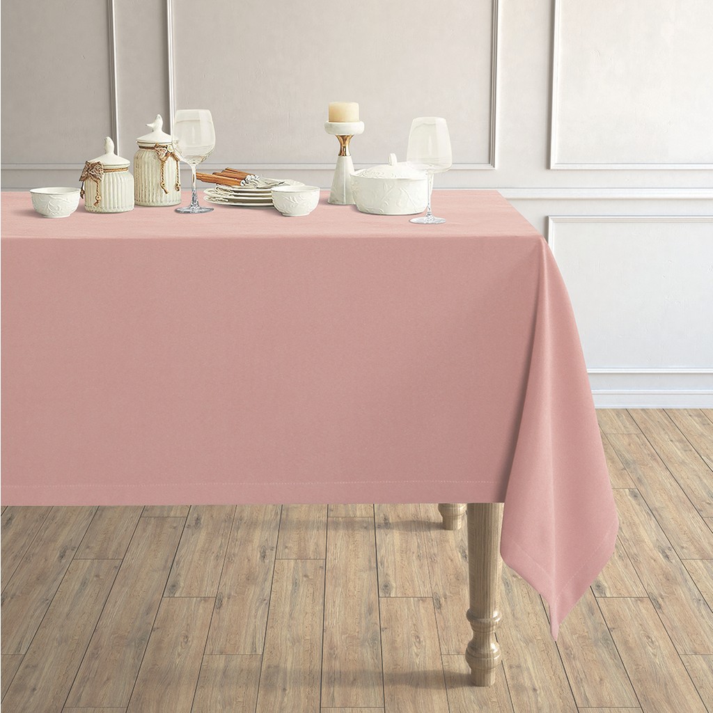 PERLE Daily Series Kadife Dokulu Buğulu Gül Rengi Masa Örtüsü - 130 x 170 cm - Pembe Masa Örtüsü Fiyatı