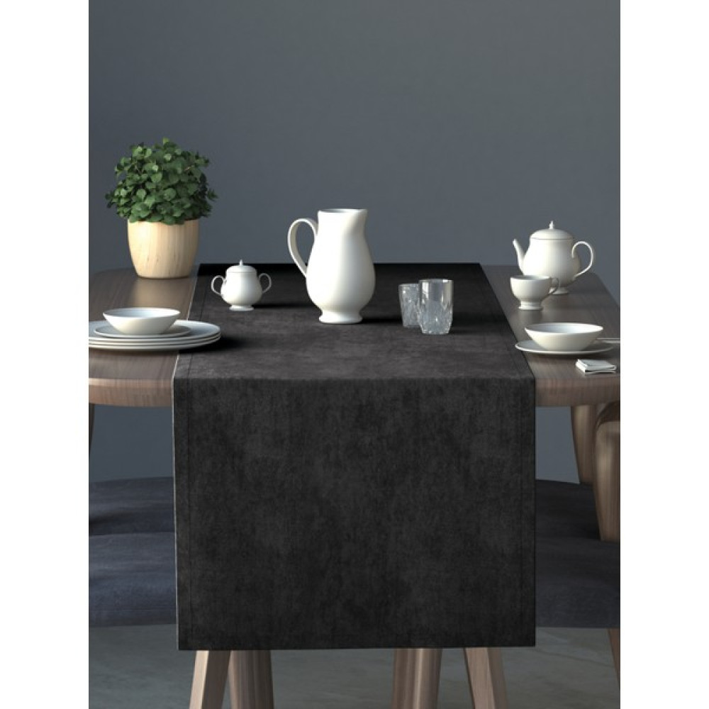Perle Kadife Dokulu Siyah Renk Daily Series Runner 40 x 140 - 40 x 140 cm Masa Örtüsü Fiyatı