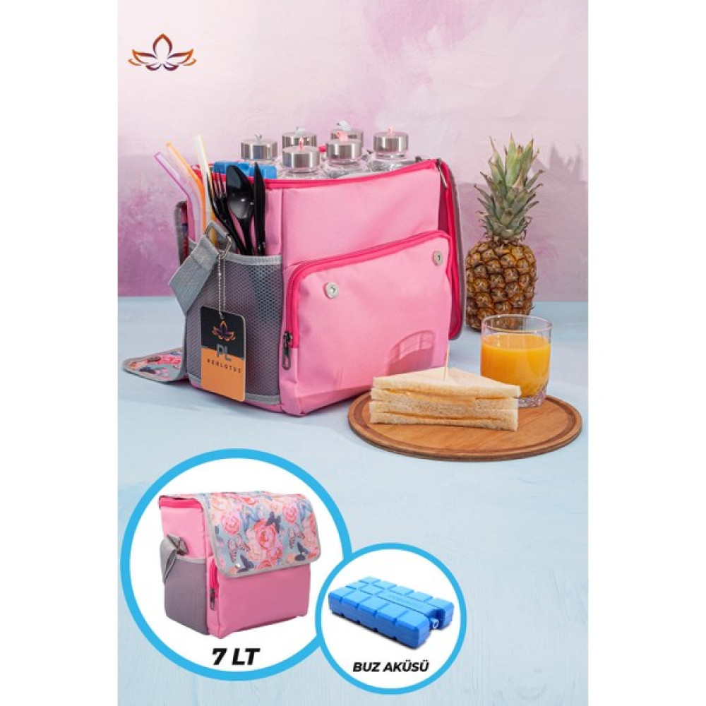 Perlotus Termal Çanta Termos Çanta Piknik Kamp Çanta Soğuk Tutan Çanta Pembe Kamp Mutfağı Fiyatı