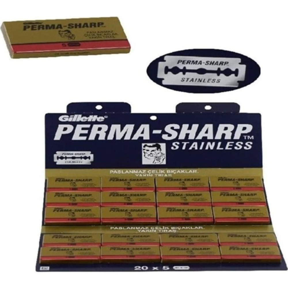 PERMA SHARP Permasharp Yaprak Tam Jilet Tıraş Bıçağı 100'LÜ (20 x 5) Tıraş Bıçağı ve Yedekleri Fiyatı